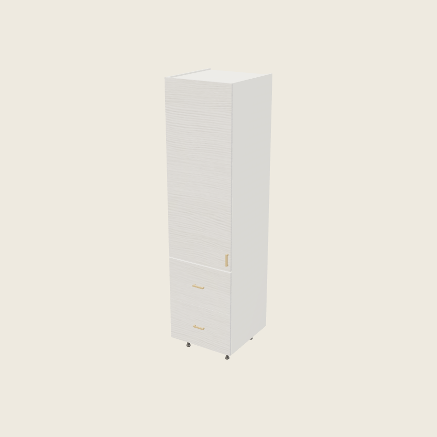 Torino White Pine Tall Two Drawer Utility Cabinet - T2DB2494 — 2020 catalog rendering; left-hand arrangement shown; finish and installed options are illustrative