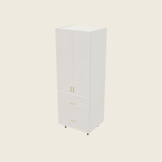 Torino White Pine Tall Two Drawer Utility Cabinet - T2DB3084 — 2020 catalog rendering; finish and installed options are illustrative