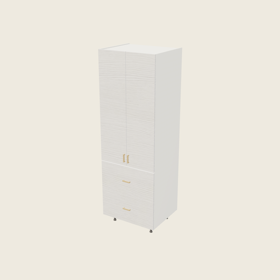 Torino White Pine Tall Two Drawer Utility Cabinet - T2DB3089 — 2020 catalog rendering; finish and installed options are illustrative