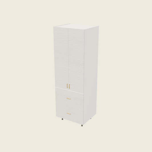 Torino White Pine Tall Two Drawer Utility Cabinet - T2DB3089 — 2020 catalog rendering; finish and installed options are illustrative