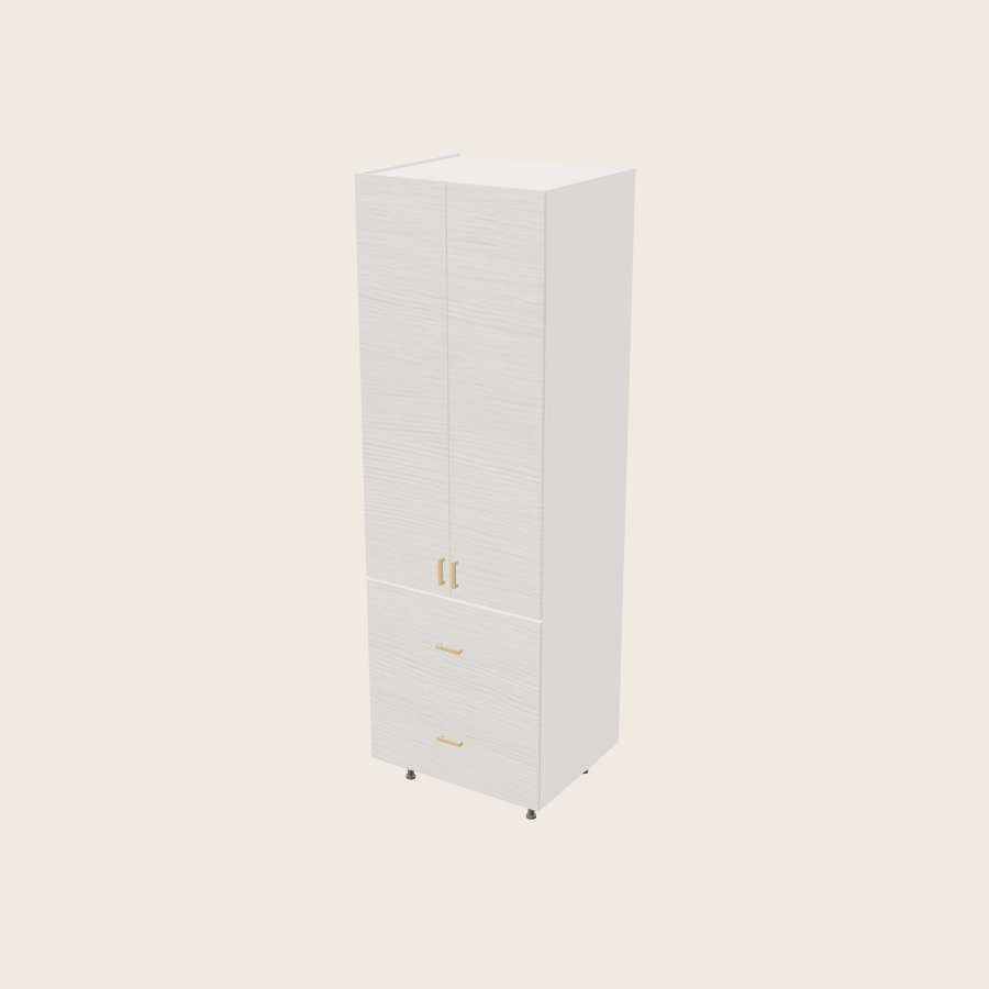 Torino White Pine Tall Two Drawer Utility Cabinet - T2DB3094 — 2020 catalog rendering; finish and installed options are illustrative