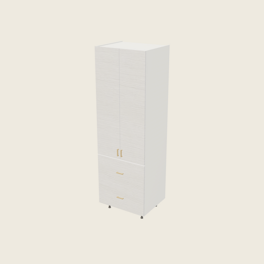 Torino White Pine Tall Two Drawer Utility Cabinet - T2DB3094 — 2020 catalog rendering; finish and installed options are illustrative