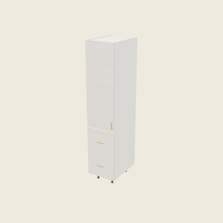 Torino White Pine Tall Two Drawer with One Inner Drawer Utility Cabinet - T2DBID1884 — 2020 catalog rendering; left-hand arrangement shown; finish and installed options are illustrative