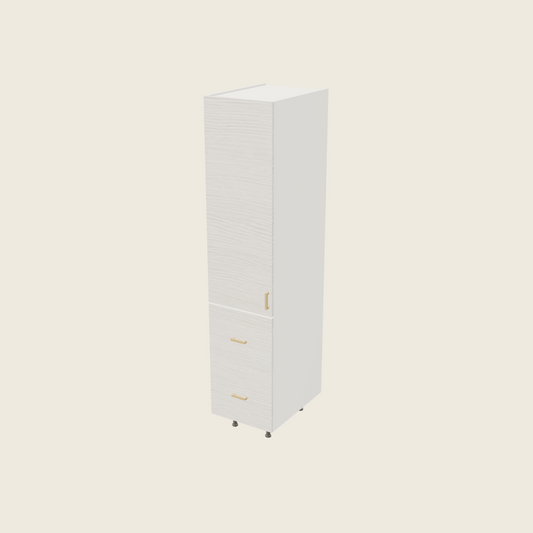 Torino White Pine Tall Two Drawer with One Inner Drawer Utility Cabinet - T2DBID1884 — 2020 catalog rendering; left-hand arrangement shown; finish and installed options are illustrative