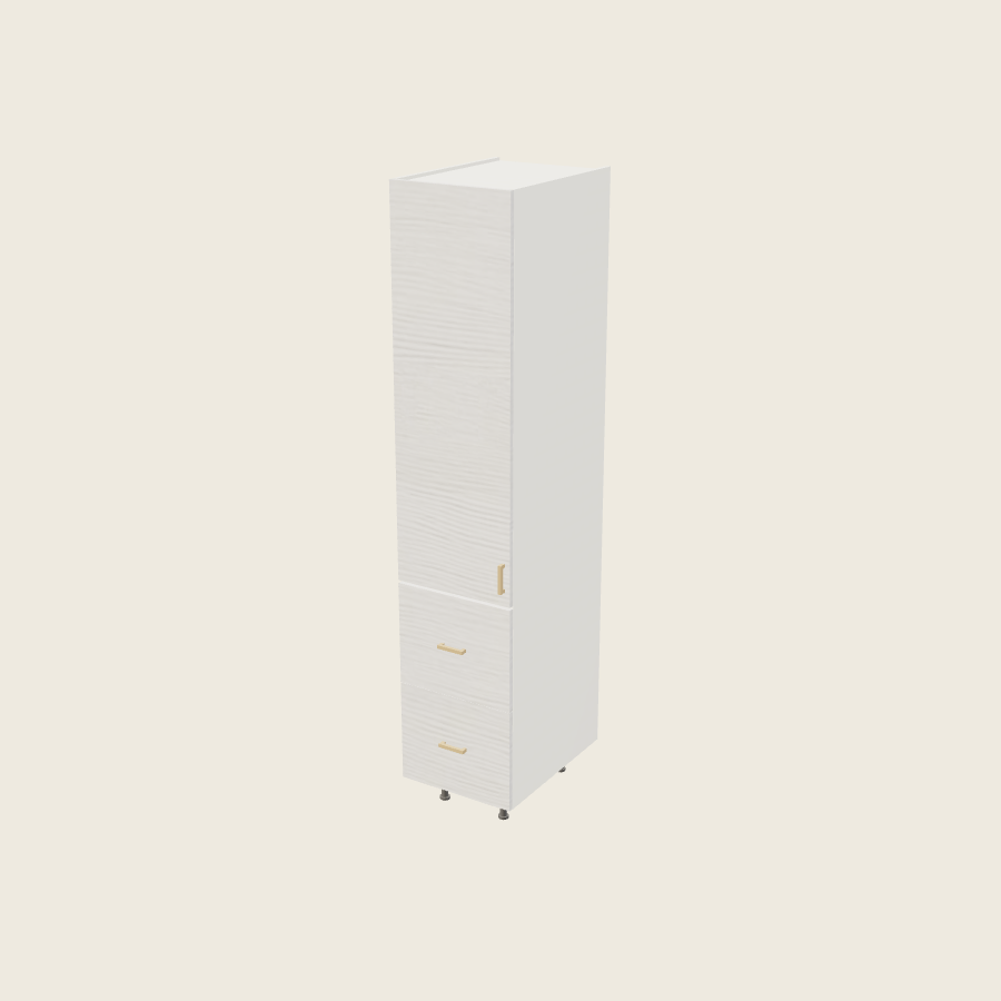 Torino White Pine Tall Two Drawer with One Inner Drawer Utility Cabinet - T2DBID1889 — 2020 catalog rendering; left-hand arrangement shown; finish and installed options are illustrative