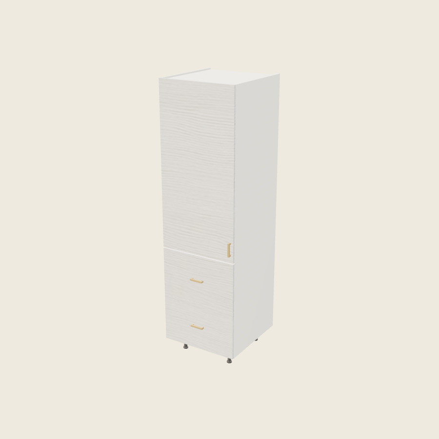 Torino White Pine Tall Two Drawer with One Inner Drawer Utility Cabinet - T2DBID2484 — 2020 catalog rendering; left-hand arrangement shown; finish and installed options are illustrative