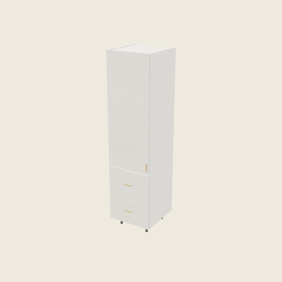 Torino White Pine Tall Two Drawer with One Inner Drawer Utility Cabinet - T2DBID2494 — 2020 catalog rendering; left-hand arrangement shown; finish and installed options are illustrative