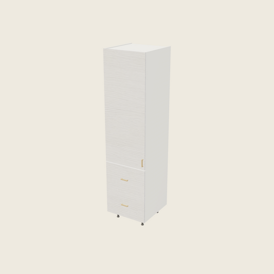Torino White Pine Tall Two Drawer with One Inner Drawer Utility Cabinet - T2DBID2494 — 2020 catalog rendering; left-hand arrangement shown; finish and installed options are illustrative