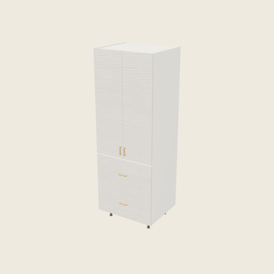 Torino White Pine Tall Two Drawer with One Inner Drawer Utility Cabinet - T2DBID3084 — 2020 catalog rendering; finish and installed options are illustrative