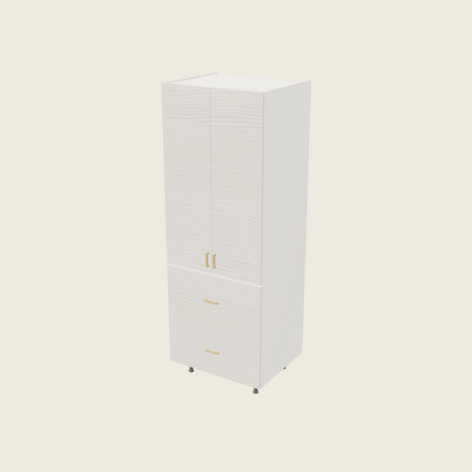 Torino White Pine Tall Two Drawer with One Inner Drawer Utility Cabinet - T2DBID3084 — 2020 catalog rendering; finish and installed options are illustrative