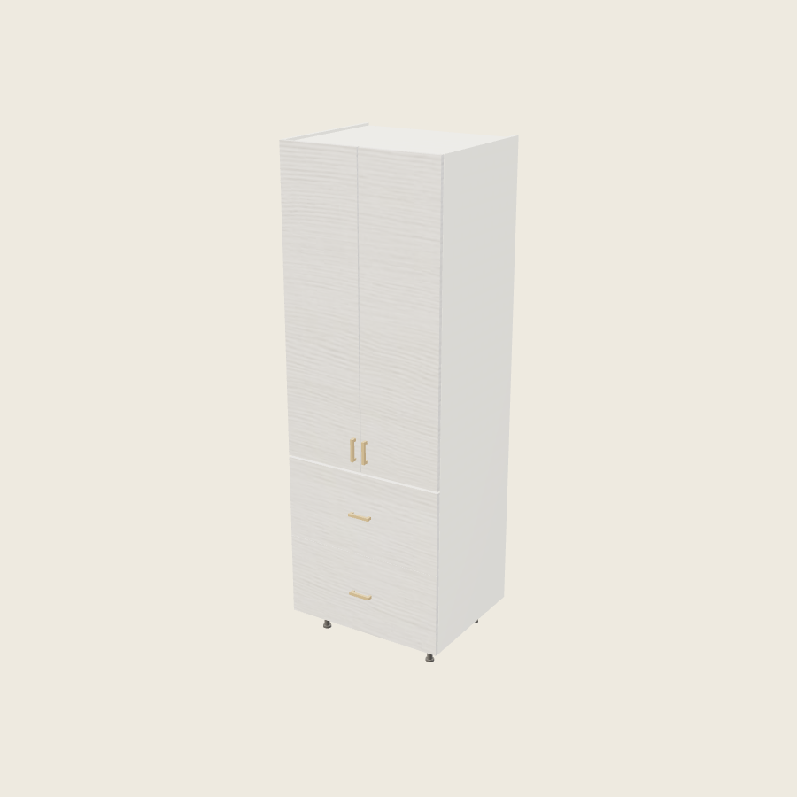 Torino White Pine Tall Two Drawer with One Inner Drawer Utility Cabinet - T2DBID3089 — 2020 catalog rendering; finish and installed options are illustrative