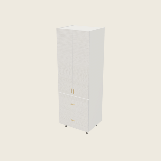 Torino White Pine Tall Two Drawer with One Inner Drawer Utility Cabinet - T2DBID3089 — 2020 catalog rendering; finish and installed options are illustrative