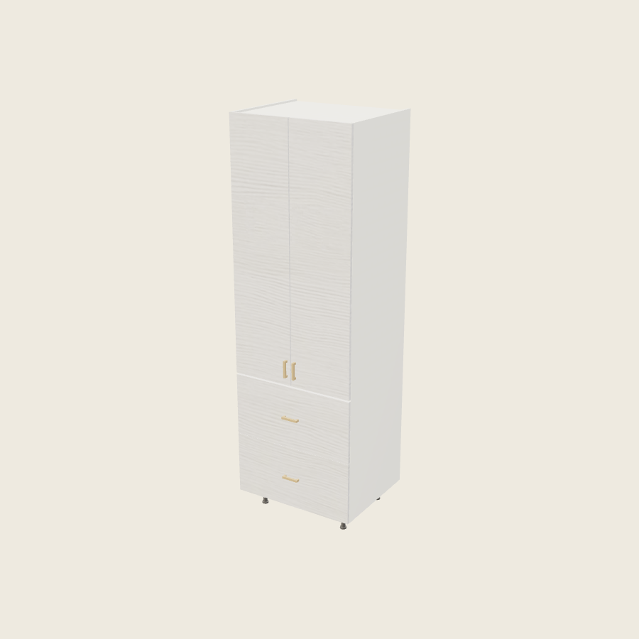 Torino White Pine Tall Two Drawer with One Inner Drawer Utility Cabinet - T2DBID3094 — 2020 catalog rendering; finish and installed options are illustrative