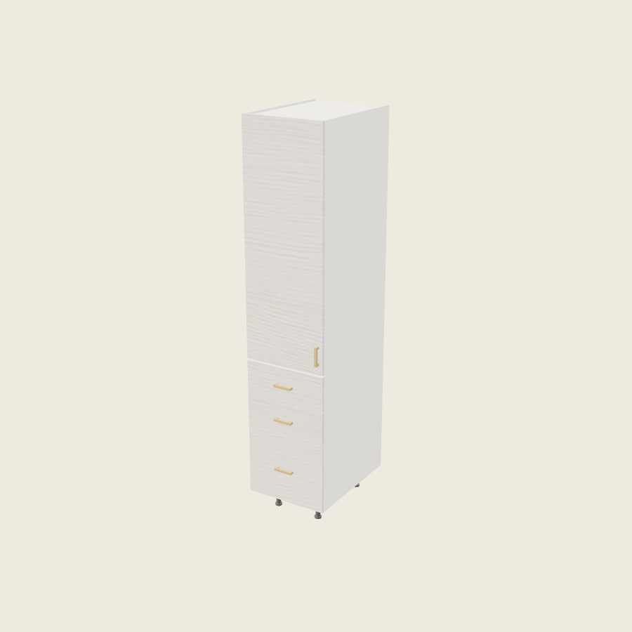 Torino White Pine Tall Three Drawer Utility Cabinet - T3DB1884 — 2020 catalog rendering; left-hand arrangement shown; finish and installed options are illustrative