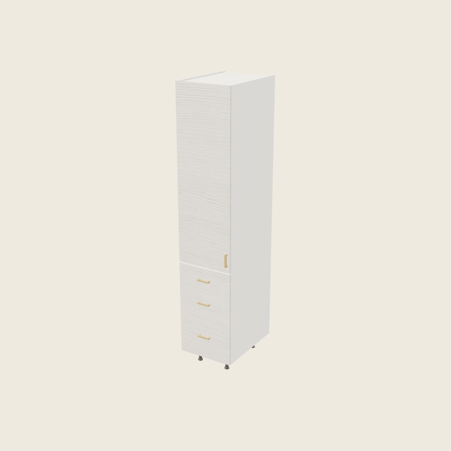 Torino White Pine Tall Three Drawer Utility Cabinet - T3DB1889 — 2020 catalog rendering; left-hand arrangement shown; finish and installed options are illustrative