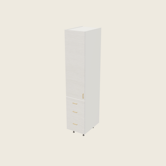 Torino White Pine Tall Three Drawer Utility Cabinet - T3DB1889 — 2020 catalog rendering; left-hand arrangement shown; finish and installed options are illustrative