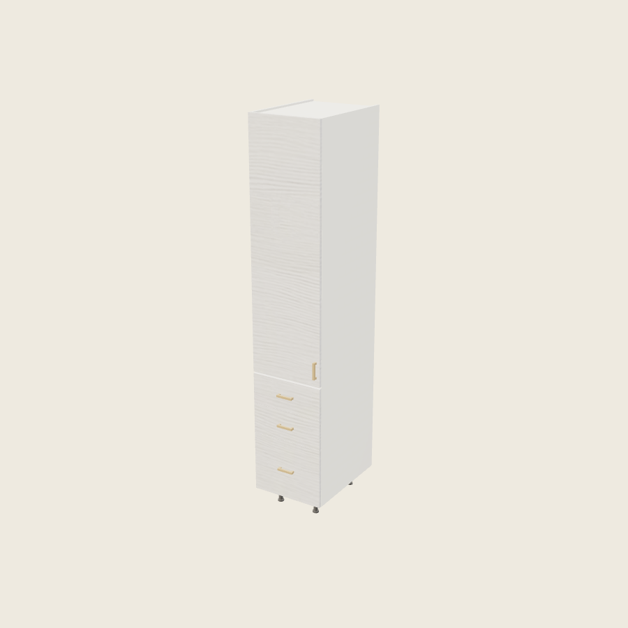 Torino White Pine Tall Three Drawer Utility Cabinet - T3DB1894 — 2020 catalog rendering; left-hand arrangement shown; finish and installed options are illustrative