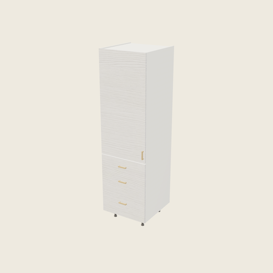 Torino White Pine Tall Three Drawer Utility Cabinet - T3DB2484 — 2020 catalog rendering; left-hand arrangement shown; finish and installed options are illustrative