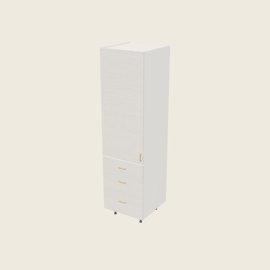 Torino White Pine Tall Three Drawer Utility Cabinet - T3DB2489 — 2020 catalog rendering; left-hand arrangement shown; finish and installed options are illustrative