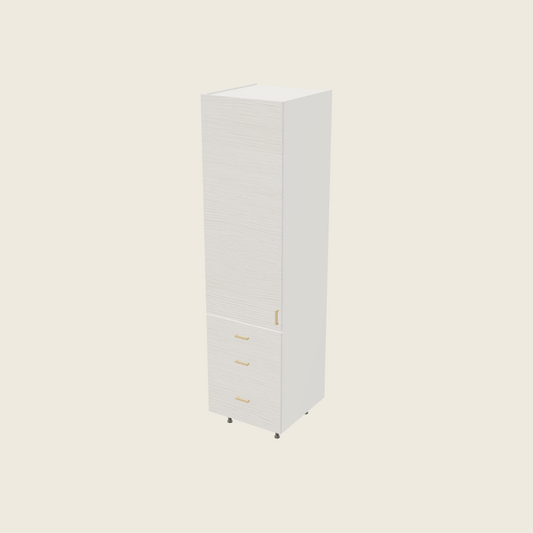 Torino White Pine Tall Three Drawer Utility Cabinet - T3DB2494 — 2020 catalog rendering; left-hand arrangement shown; finish and installed options are illustrative