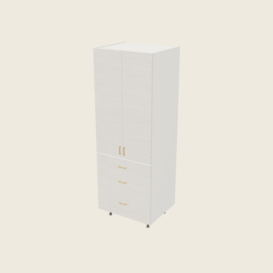 Torino White Pine Tall Three Drawer Utility Cabinet - T3DB3084 — 2020 catalog rendering; finish and installed options are illustrative
