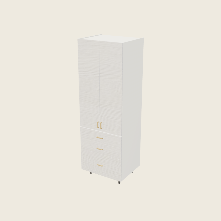 Torino White Pine Tall Three Drawer Utility Cabinet - T3DB3089 — 2020 catalog rendering; finish and installed options are illustrative