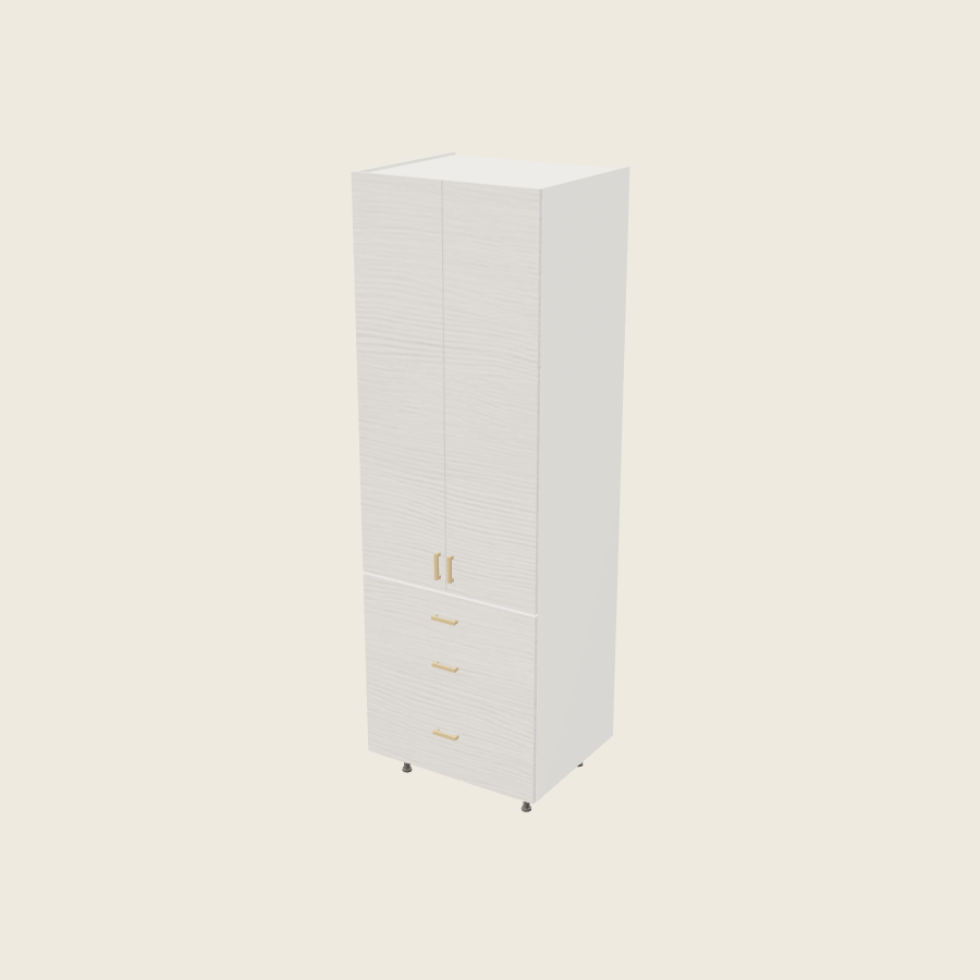 Torino White Pine Tall Three Drawer Utility Cabinet - T3DB3094 — 2020 catalog rendering; finish and installed options are illustrative