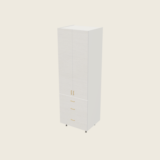 Torino White Pine Tall Three Drawer Utility Cabinet - T3DB3094 — 2020 catalog rendering; finish and installed options are illustrative