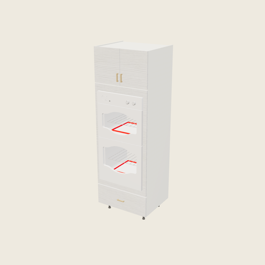 Torino White Pine Tall Double Oven One Drawer Utility Cabinet - TOD3089 — 2020 catalog rendering; finish and installed options are illustrative