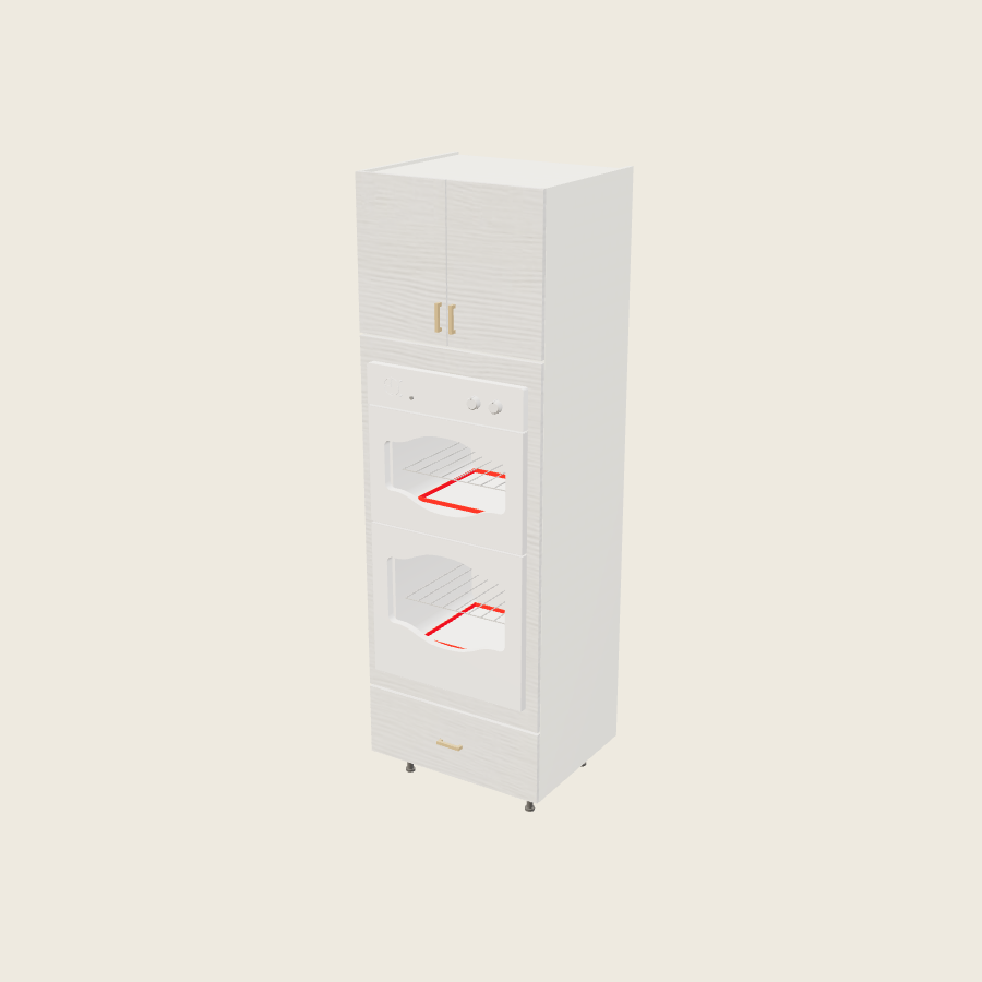 Torino White Pine Tall Double Oven One Drawer Utility Cabinet - TOD3094 — 2020 catalog rendering; finish and installed options are illustrative