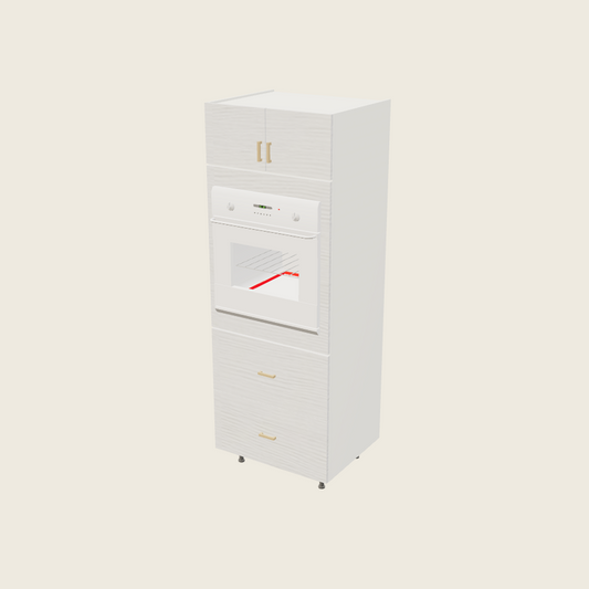 Torino White Pine Tall Single Oven Two Drawer Utility Cabinet - TOS2DB3084 — 2020 catalog rendering; finish and installed options are illustrative