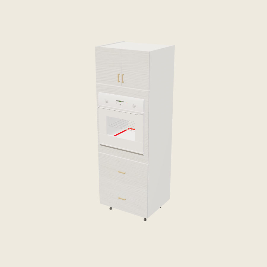 Torino White Pine Tall Single Oven Two Drawer Utility Cabinet - TOS2DB3089 — 2020 catalog rendering; finish and installed options are illustrative