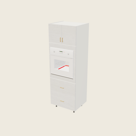 Torino White Pine Tall Single Oven Two Drawer Utility Cabinet - TOS2DB3089 — 2020 catalog rendering; finish and installed options are illustrative