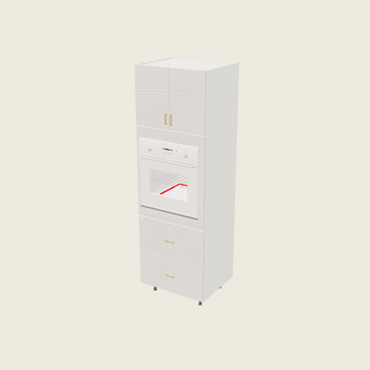Torino White Pine Tall Single Oven Two Drawer Utility Cabinet - TOS2DB3094 — 2020 catalog rendering; finish and installed options are illustrative