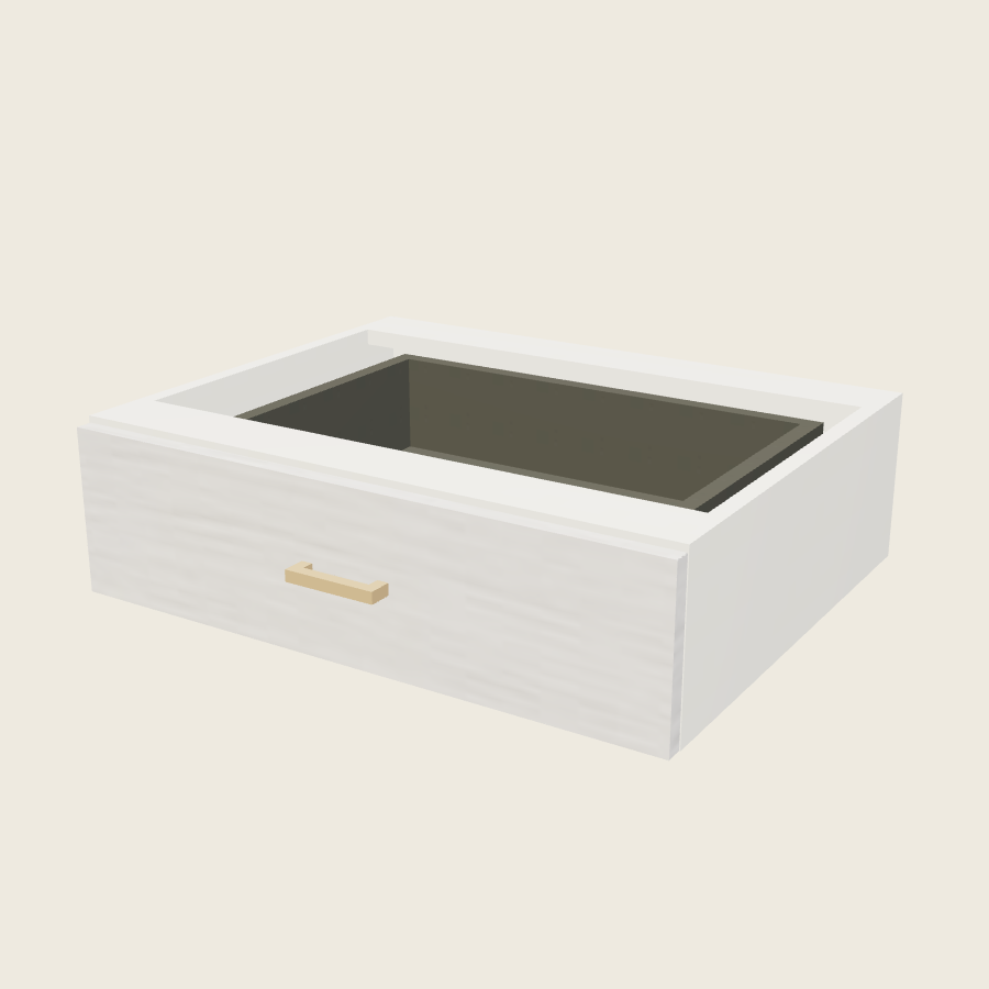 Torino White Pine Vanity Knee Drawer - VKD27 — 2020 catalog rendering; finish and installed options are illustrative