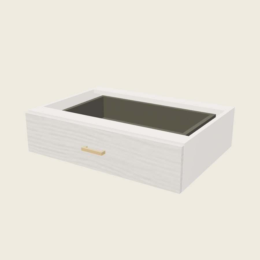 Torino White Pine Vanity Knee Drawer - VKD30 — 2020 catalog rendering; finish and installed options are illustrative