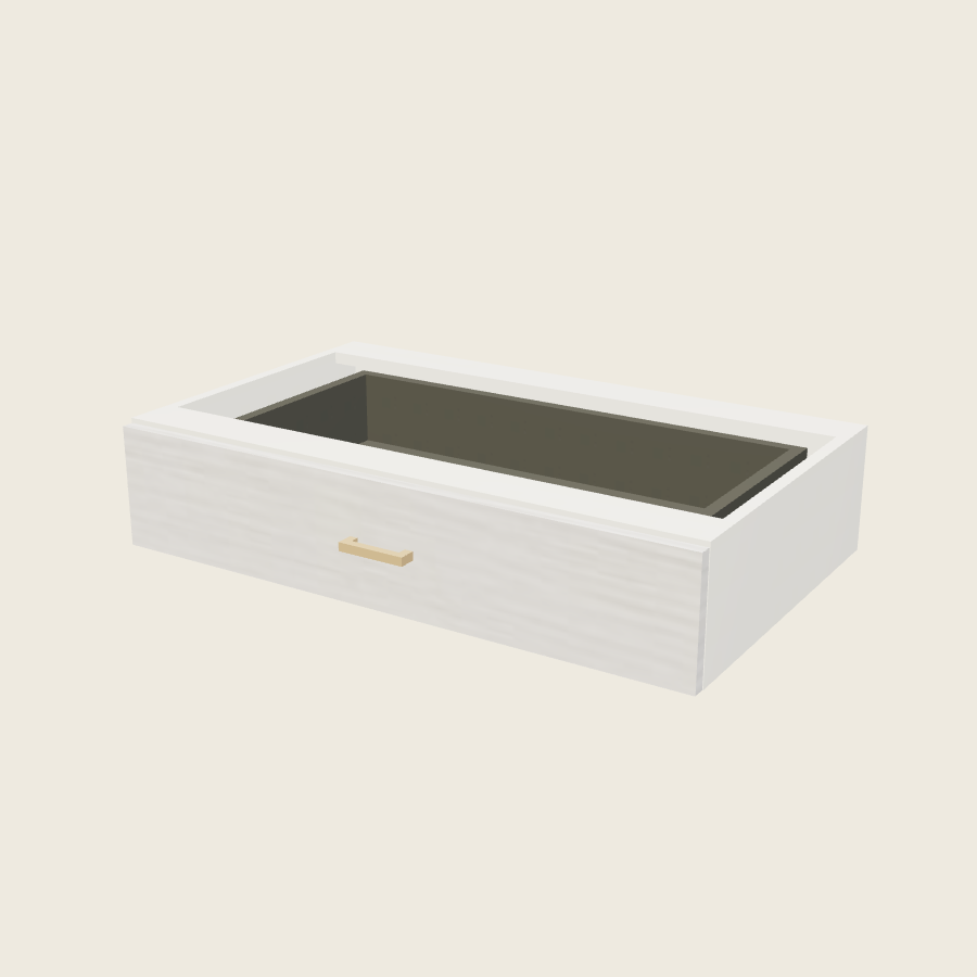 Torino White Pine Vanity Knee Drawer - VKD36 — 2020 catalog rendering; finish and installed options are illustrative