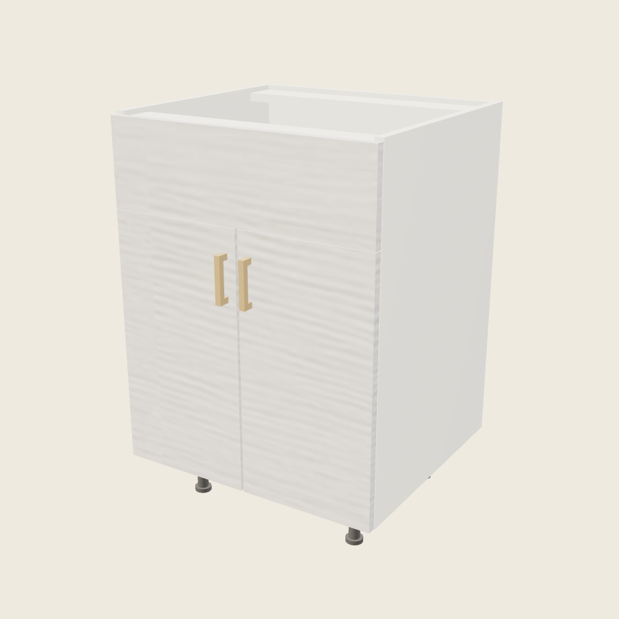 Torino White Pine Double Door Single False Drawer Front Vanity Sink Base - VSB24 — 2020 catalog rendering; finish and installed options are illustrative
