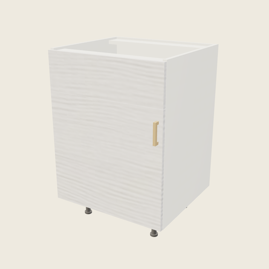 Torino White Pine Single Door Single False Drawer Front Vanity Sink Base - VSB24S — 2020 catalog rendering; left-hand arrangement shown; finish and installed options are illustrative
