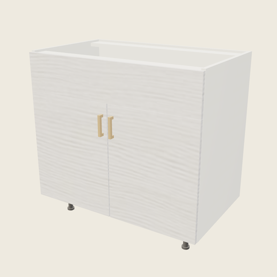 Torino White Pine Double Door Single False Drawer Front Vanity Sink Base - VSB36 — 2020 catalog rendering; finish and installed options are illustrative