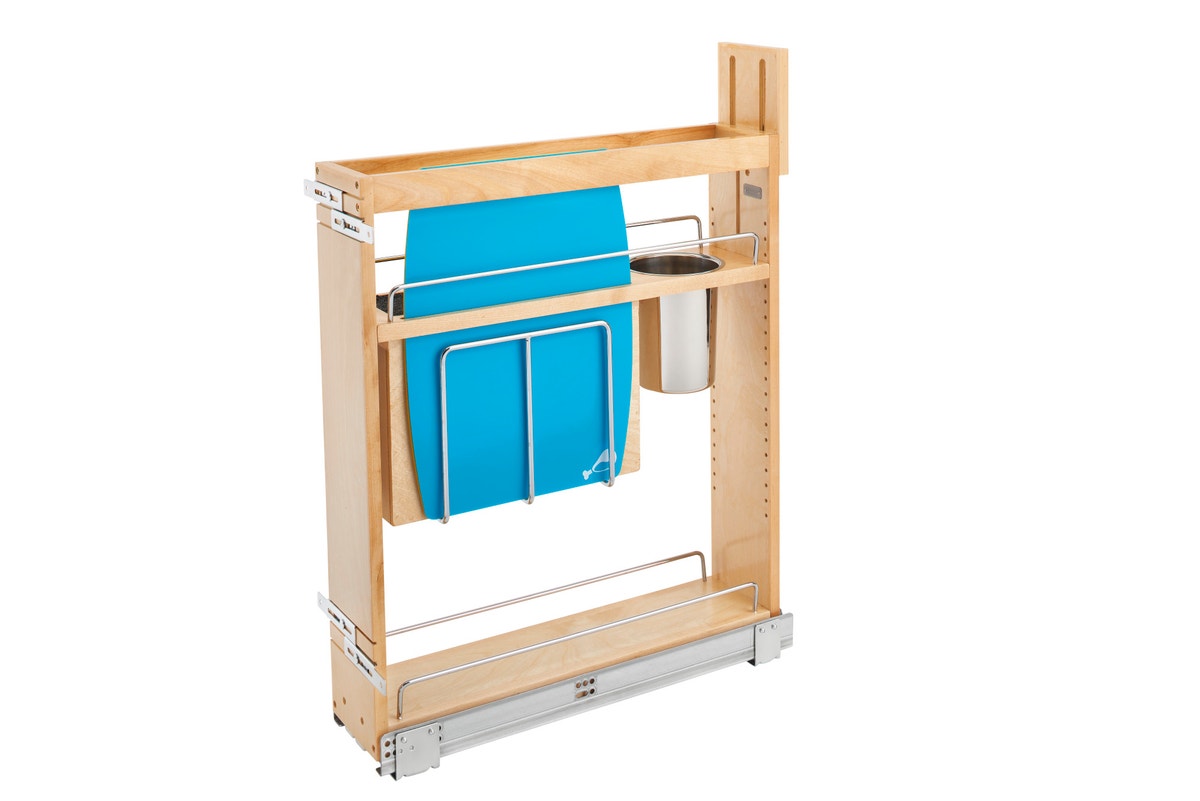 r015 | 448KB-BCSC-5C | Base Cabinet Knife Block Pullout Organizer w/ Cutting Mats (Fits 9" Full Height Door Base)