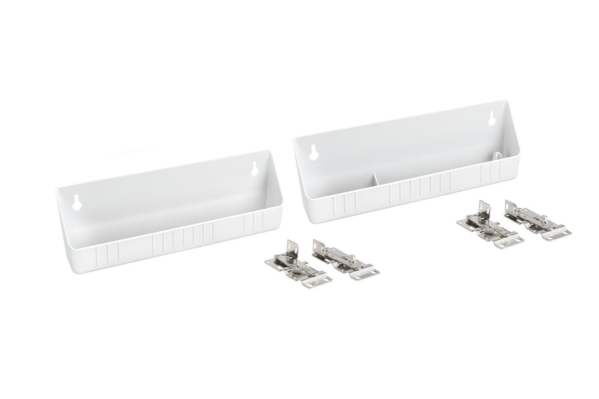r050 | 6572-11-11-52 | 11" White Polymer Tip Out Sink Front Tray Set w/ Hinges