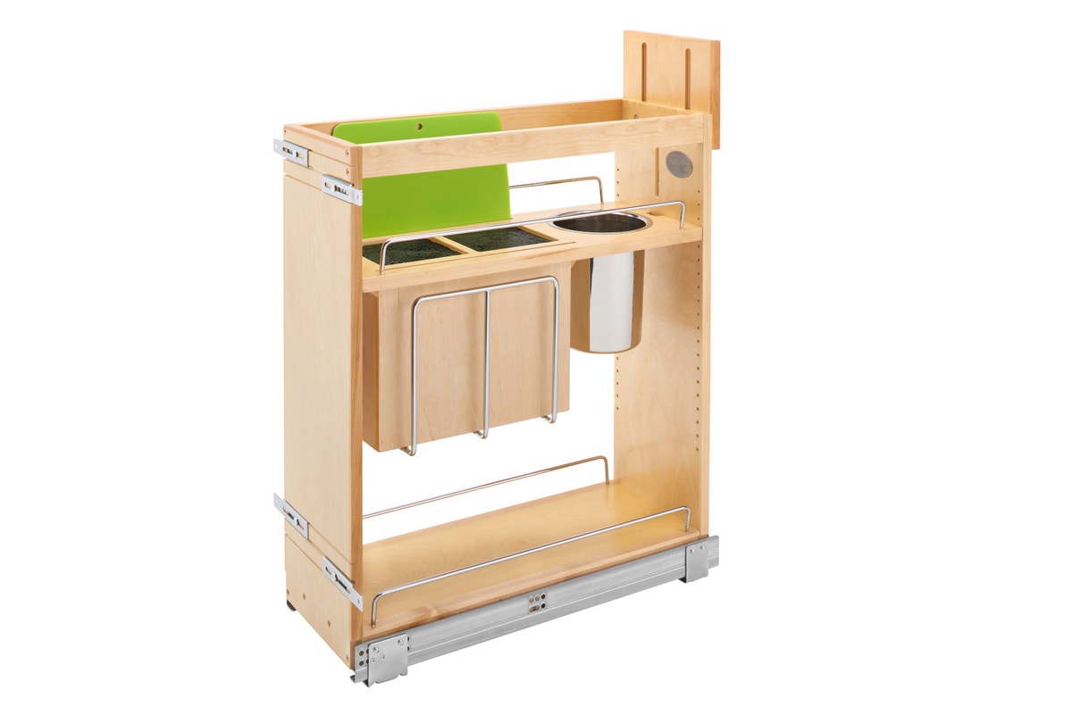 r016 | 448KB-BCSC-8C | Base Cabinet Knife Block Pullout Organizer w/ Cutting Mats (Fits 12" Full Height Door Base)