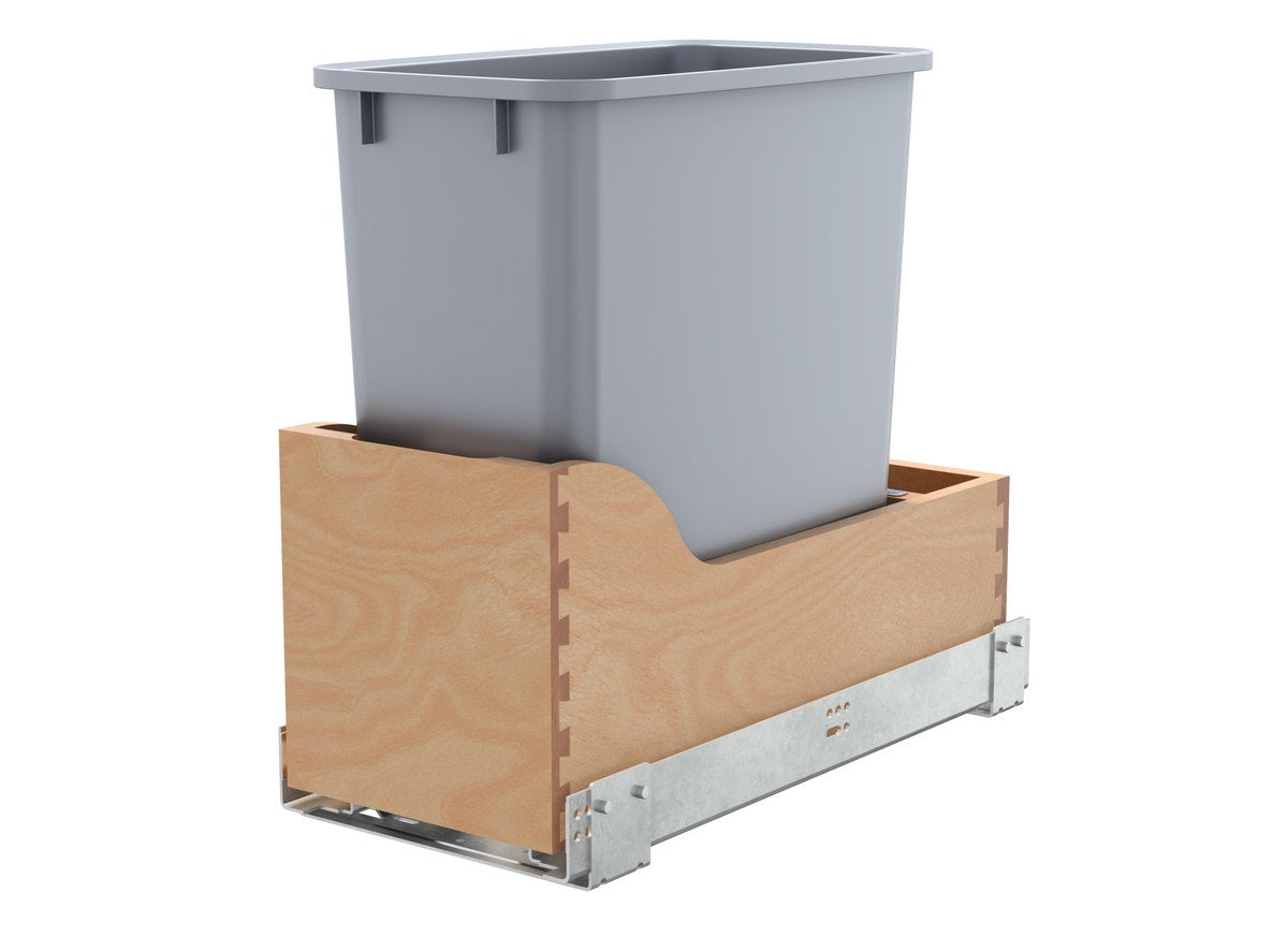 r089 | 4WCSC-1220-19-1 | Vanity Cabinet Wood Pullout Trash/Waste Container w/ Soft-Close